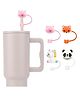 House of Quirk 4PCS Silicone Animal Straw Covers Cute Reusable Dustproof Straw Caps for 8mm Tumblers Straw Toppers for Cups Mugs - Multicolor