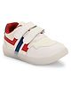 Stefens Colour Blocked Double Velcro Closure Sneakers - White & Red