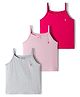 Pine Kids Cotton Elastane Knit Singlet Sleeves Solid Color Slips Pack of 3 (Color May Vary)