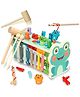 NEGOCIO 5 in 1 Hammer Game Toy with Mallet Peg Pounding Hit Mole Hamster Educational Game Wooden Toy- PACK OF 1- COLOR MAY VARY
