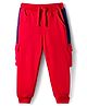 Babyhug French Terry Knit Full Length Lounge Pant  With Text Print - Red