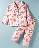 Smarty Girls Sinker Knit Full Sleeves Co-Ord Nightsuit With Gaming Theme  Print - Pink