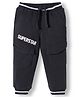 Babyhug French Terry Knit Full Length Lounge Pant With Text Print - Black