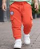 Babyhug French Terry Knit Full Length Lounge Pant with Pockets & Badge - Orange