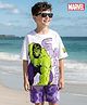 Pine Kids Marvel Single Jersey Knit Full Sleeves Drop Shoulder Oversized T-Shirt & Shorts Set With Avengers Hulk Graphics - White