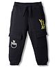 Babyhug French Terry Knit Full Length Lounge Pant With Text Print - Black