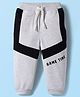 Babyhug French Terry Knit Full Length Lounge Pant with Game Time Text Print - Grey