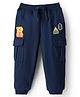 Babyhug French Terry Knit Full Length Lounge Pant With Text Print - Navy Blue