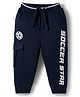 Babyhug French Terry Knit Full Length Lounge Pant with Text Print - Navy Blue