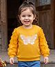 Babyhug Cotton Knit Full Sleeves Sweatshirt With Floral Applique - Yellow