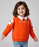 Babyhug Cotton Knit Raglan Full Sleeves Sweatshirt With Floral Embroidery & Text Print - Orange