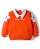 Babyhug Cotton Knit Raglan Full Sleeves Sweatshirt With Floral Embroidery & Text Print - Orange