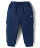 Babyhug French Terry Knit Full Length Lounge Pant with Patch - Navy Blue