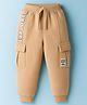 Babyhug French Terry Knit Full Length Lounge Pant With Text Print - Brown