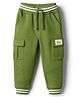 Babyhug French Terry Knit Full Length Lounge Pant with Pockets & Adventure Text Print - Green