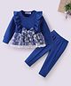 Mark & Mia Full Sleeves Top & Pant Set With Bow Applique - Blue