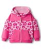 Babyhug Cotton Knit Full Sleeves Hooded Sweatjacket With Heart Print & Kangaroo Pockets - Pink