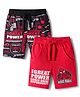 Pine Kids Marvel Terry Knit Knee Length Shorts with Spiderman Graphics Pack of 2 - Red & Black