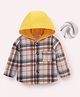 Mark & Mia Full Sleeves Front Open Hooded Winter Jacket with Checks - Beige & Brown