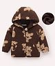 Mark & Mia Full Sleeves Hooded Winter Jacket With Teddy Bear Print - Dark Brown
