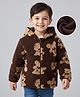 Mark & Mia Full Sleeves Hooded Fur Winter Jacket With Teddy Bear Design - Brown