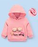 Mark & Mia Full Sleeves Hooded Sweatshirt With Pocket & Bear & Floral Applique - Pink
