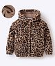Mark & Mia Full Sleeves Fur Hooded Winter Jacket With Leopard Print - Brown