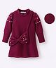 Mark & Mia Full Sleeves Dress with Pearl Detailing & Bow Shaped Sling Bag - Maroon
