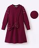 Mark & Mia Full Sleeves Dress with Pearl Detailing & Bow Shaped Sling Bag - Maroon