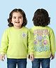 Babyhug Cotton Knit Full Sleeves Pull Over Sweatshirt with Front & Back Floral Print Kangaroo Pocket - Limegreen