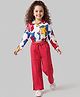 OLLINGTON ST.Cotton Printed Full Sleeves Top & Knit Pants- Multicolor & Red