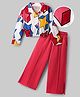 OLLINGTON ST.Cotton Printed Full Sleeves Top & Knit Pants- Multicolor & Red