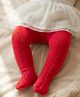 Cute Walk by Babyhug Cotton Knit Anti Bacterial Tights With Cable Knit Design - Red