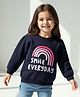Babyhug 100% Cotton Full Sleeves Sweatshirt Text & Rainbow Graphics - Navy Blue