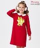 Honeyhap Premium 100% Cotton Looper Knit Winter Dress With Bio Finish & Text Print - Salsa