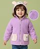 Mark & Mia Front Open Hooded Fur Sweatjacket With Bunny Design & Applique - Purple