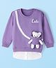 Babyhug Cotton Knit Full Sleeves Overlapped Sweatshirt With Teddy Bear Applique - Purple