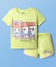 Pine Kids Disney Single Jersey Knit Half Sleeves Shorts Night Suit with Disney Princess Cinderella Graphics - Limegreen
