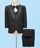 Robo Fry Cotton Knit Full Sleeves 4 Piece Printed Party Suit With A Bow - Black