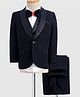 Robo Fry Cotton Woven Full Sleeves Solid 4 Piece Party Suit With Bow - Navy Blue