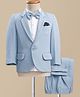 Robo Fry Cotton Woven Full Sleeves Solid 3 Piece Party Suit With Bow - Light Blue