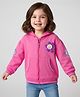 Babyhug Cotton Knit Full Sleeves Front Open Hooded Sweatshirt with Kangaroo Pocket & Back Floral Graphics - Pink