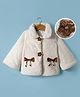 Mark & Mia Full Sleeves Winter Jacket With Floral Crochet & Bow Applique - Cream