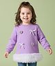 Mark & Mia Full Sleeves Sweatshirt With Heart & Bow Applique - Purple