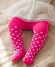 Cutewalk by Babyhug Cotton Knit Anti Bacterial Footed Tights With Heart Design - Dark Pink
