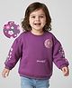 Babyhug Cotton Knit Full Sleeves Pullover Sweatshirt with Floral Print & Kangaroo Pocket - Purple