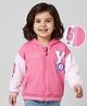 Babyhug Cotton Knit Full Sleeves Front Open Hooded Sweatshirt with Awesome Teddy Back Graphics - Pink
