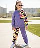 OLLINGTON ST. Cotton Looper Knit Full Sleeves Sweatshirt Hoodie & Knit Joggers with Camouflage Print- Multicolor & Purple