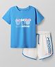 Pine Kids Disney Single Jersey Knit Half Sleeves Shorts Night Suit with Minnie Mouse Graphics - Blue