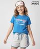 Pine Kids Disney Single Jersey Knit Half Sleeves Shorts Night Suit with Minnie Mouse Graphics - Blue